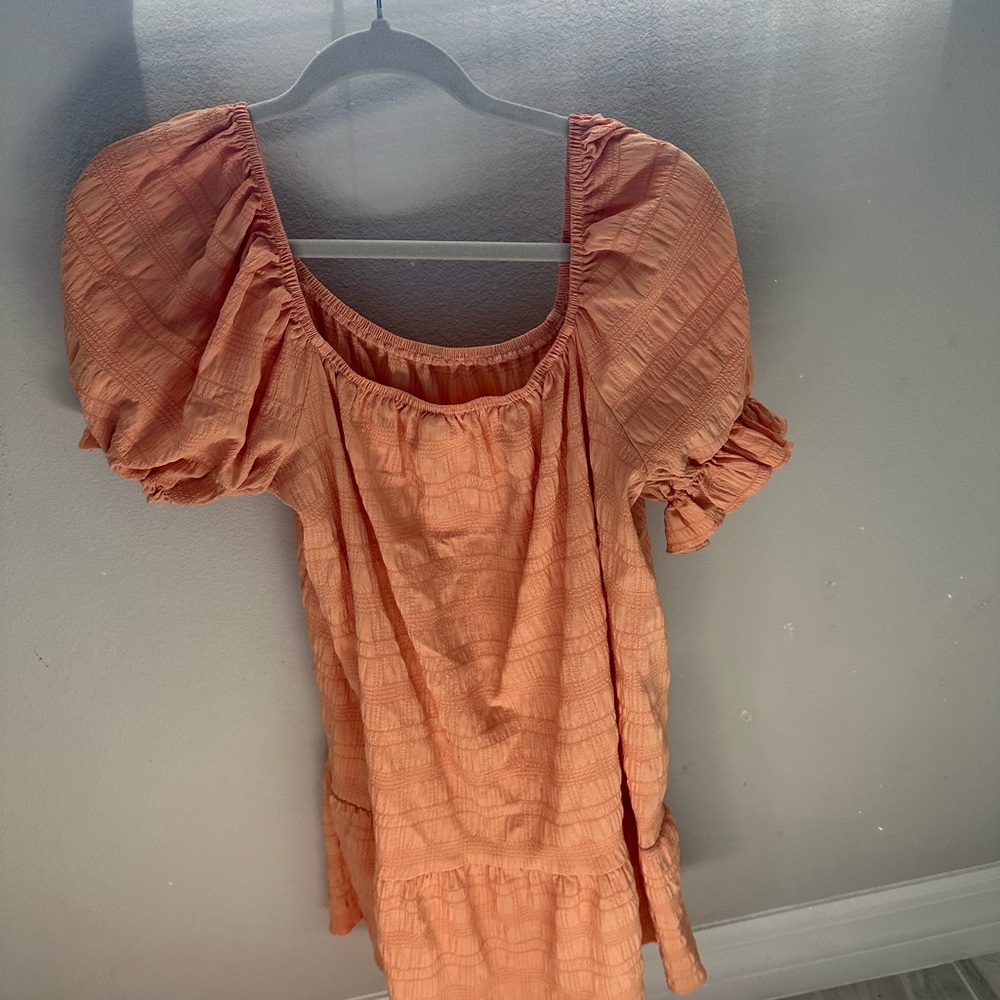 Women's Orange Puff Sleeve Dress